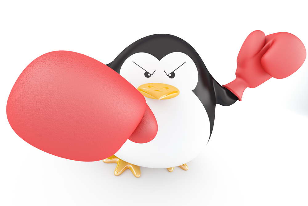 penguin with boxing gloves