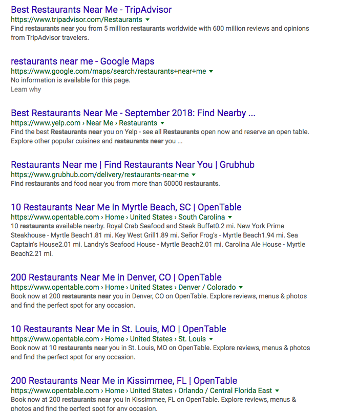 Business listings SERPs